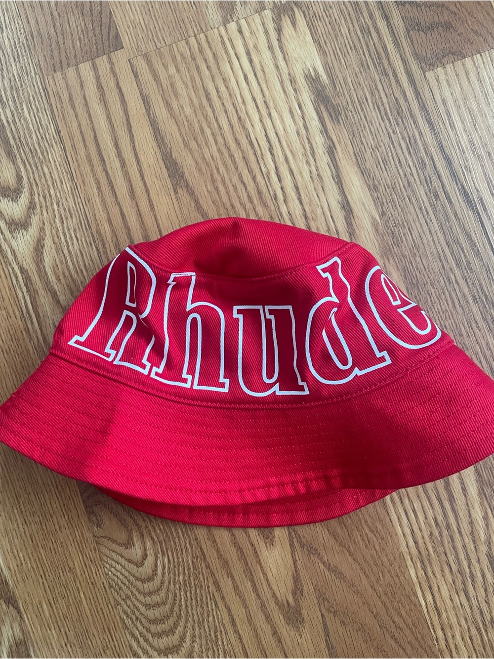 RHUDE Red Oversized Logo Bucket Hat One Size Made in USA